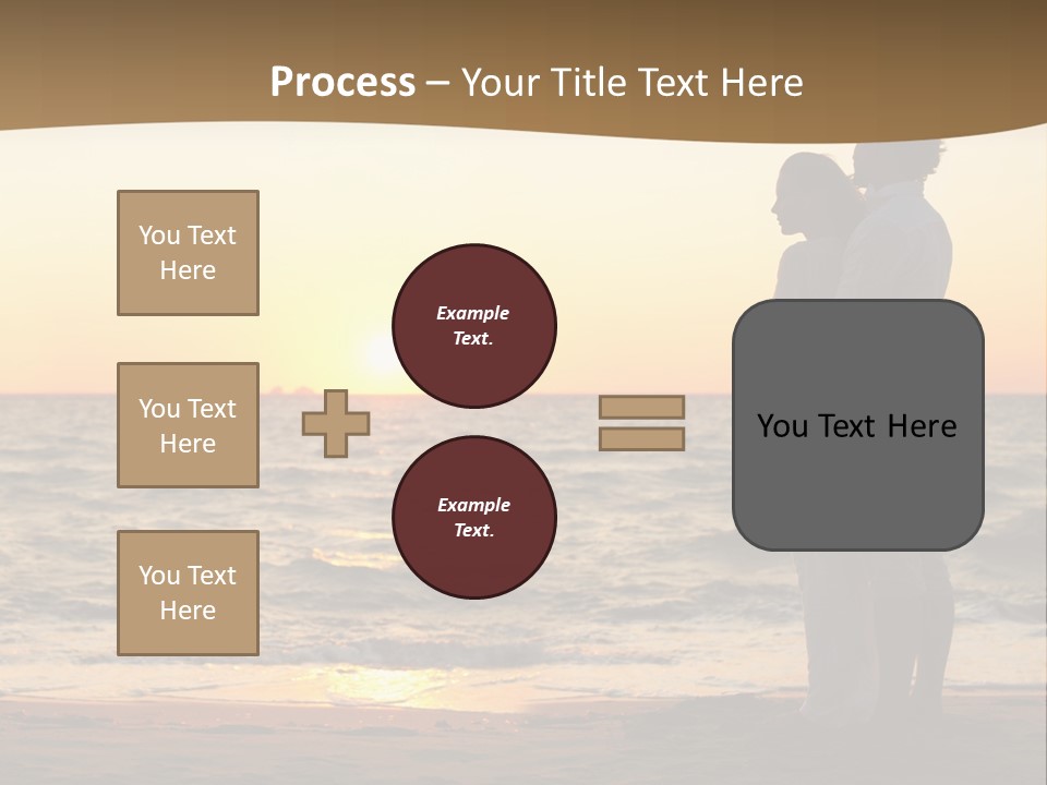 Two People Standing On A Beach At Sunset PowerPoint Template