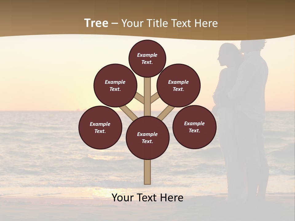 Two People Standing On A Beach At Sunset PowerPoint Template