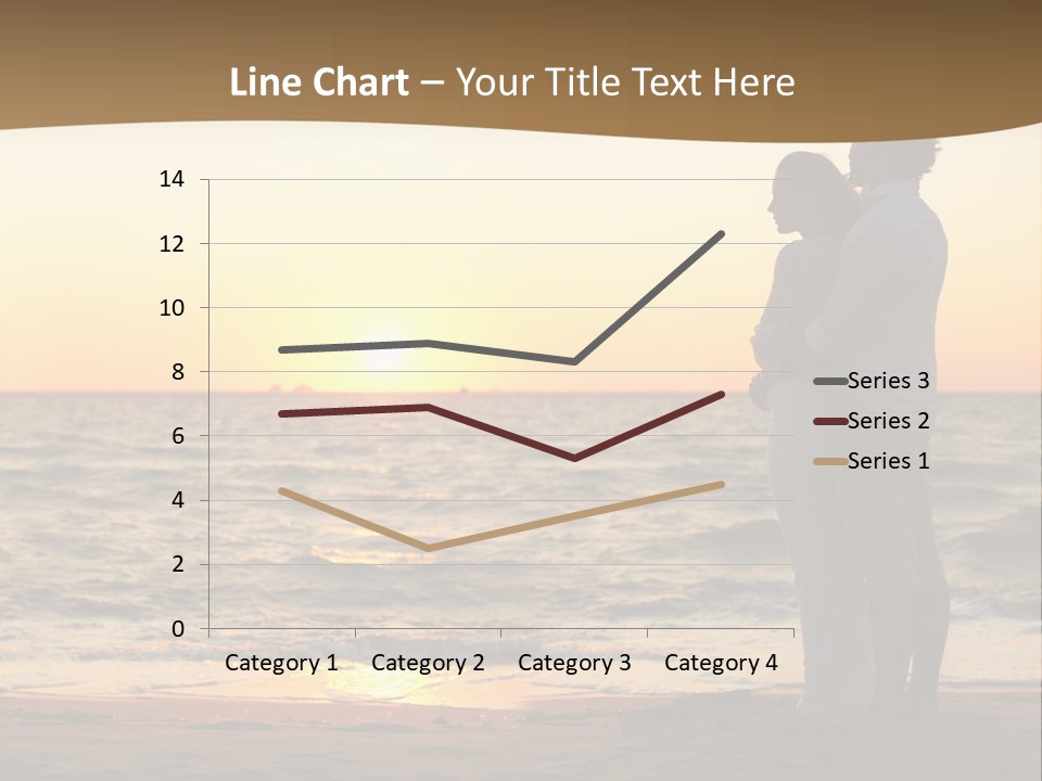 Two People Standing On A Beach At Sunset PowerPoint Template