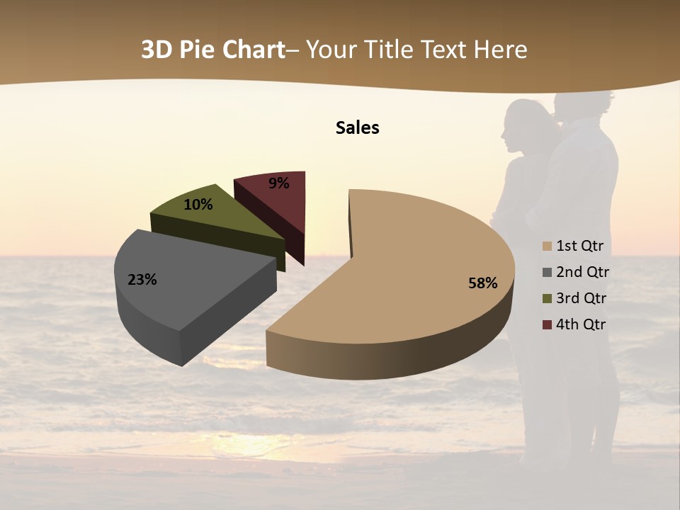 Two People Standing On A Beach At Sunset PowerPoint Template