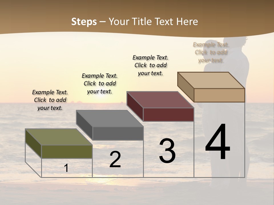 Two People Standing On A Beach At Sunset PowerPoint Template