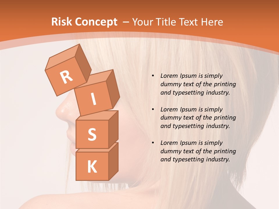A Woman With Blonde Hair Is Looking Down PowerPoint Template