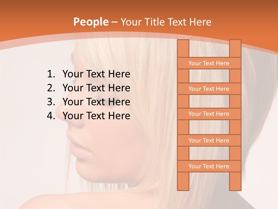 A Woman With Blonde Hair Is Looking Down PowerPoint Template