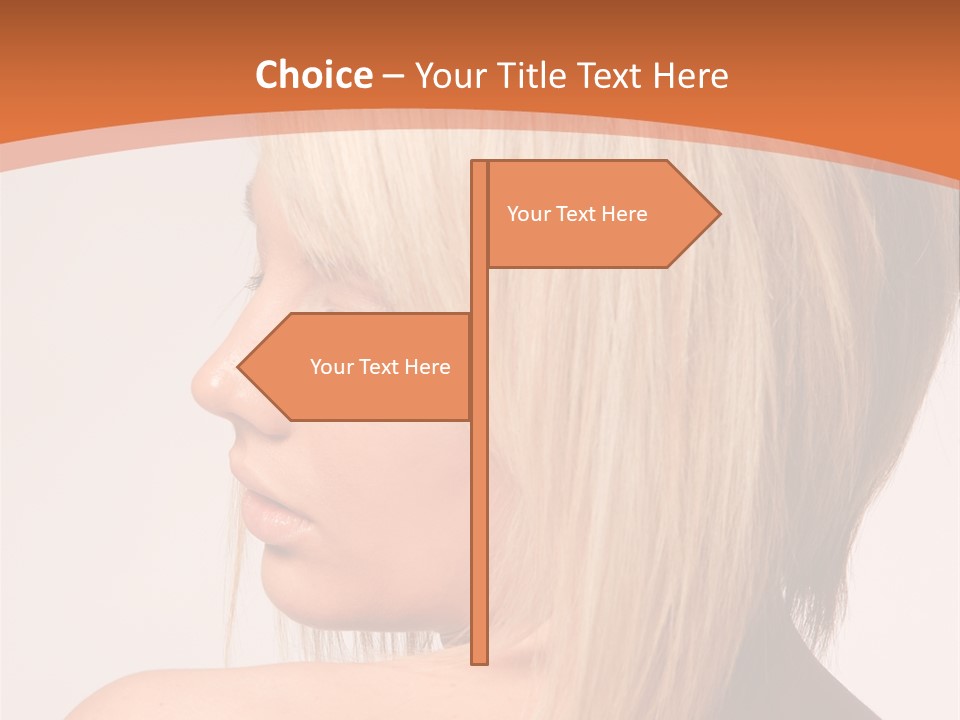A Woman With Blonde Hair Is Looking Down PowerPoint Template