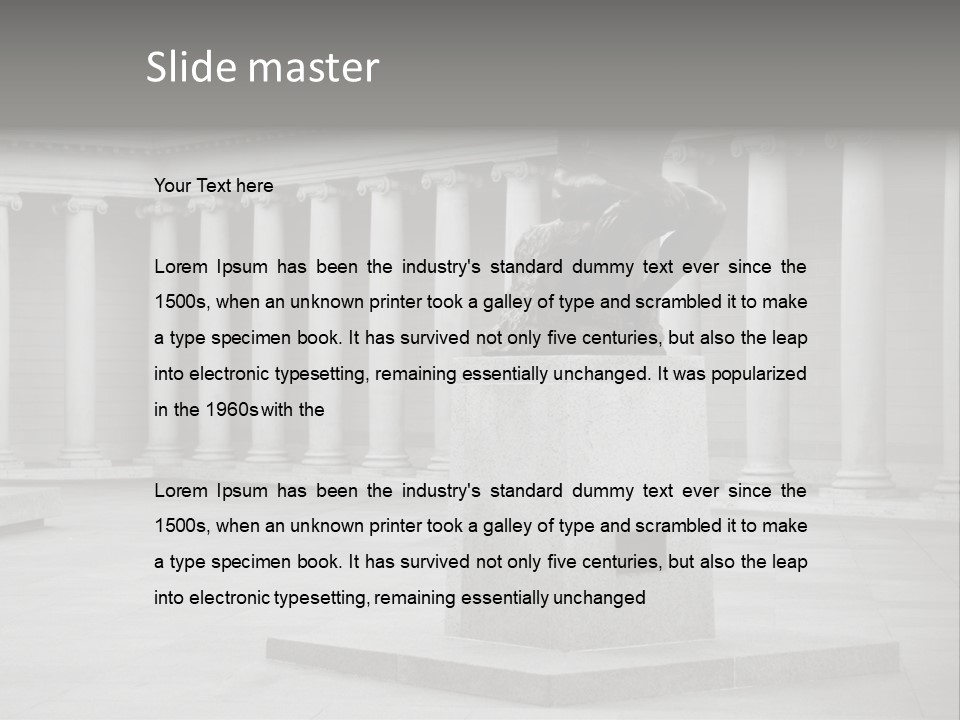 A Black And White Photo Of A Statue Of A Man PowerPoint Template