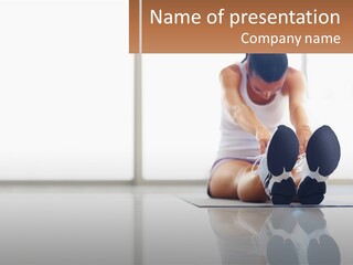 A Woman Sitting On The Floor With Her Feet Up PowerPoint Template