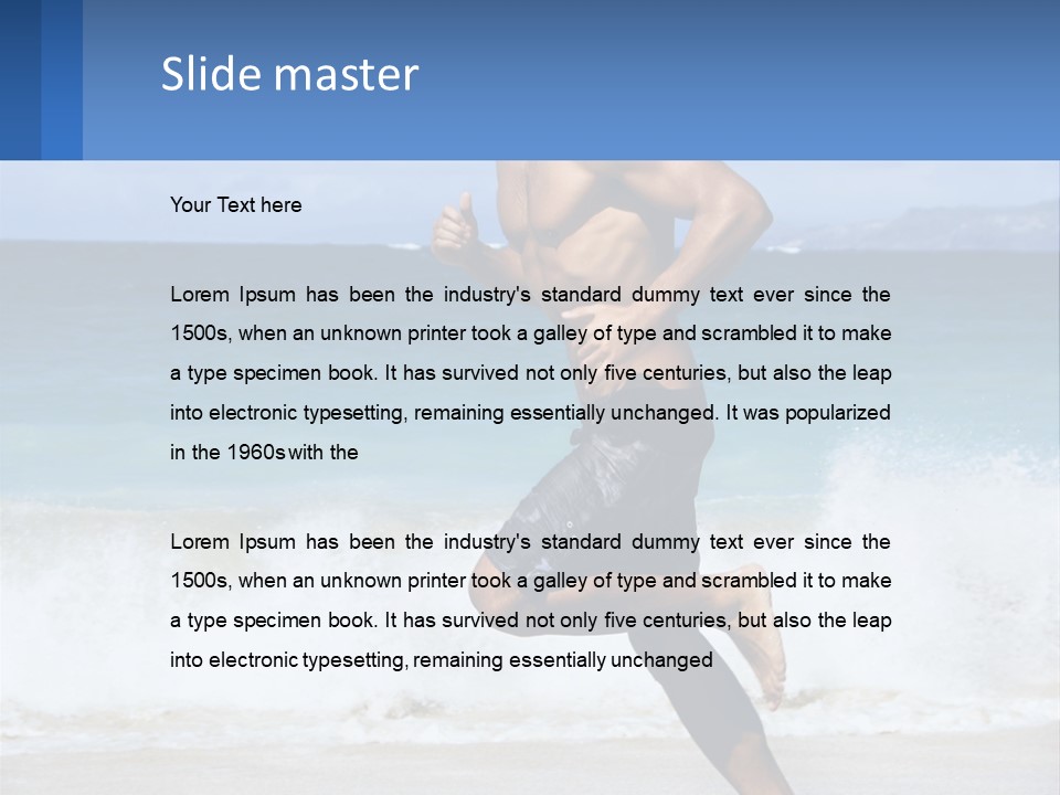 A Man Running On The Beach With The Ocean In The Background PowerPoint Template