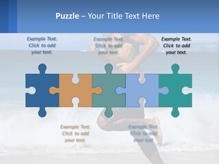 A Man Running On The Beach With The Ocean In The Background PowerPoint Template