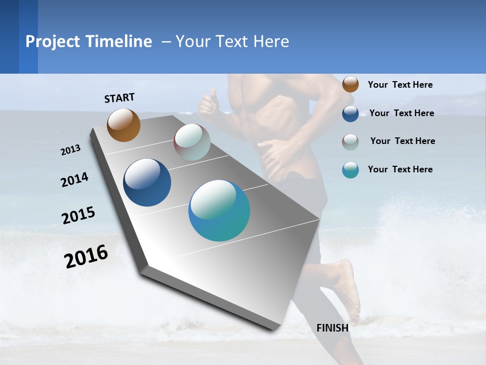 A Man Running On The Beach With The Ocean In The Background PowerPoint Template