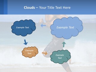 A Man Running On The Beach With The Ocean In The Background PowerPoint Template