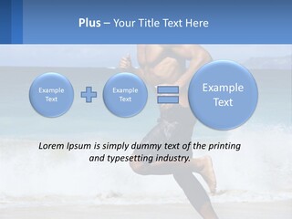 A Man Running On The Beach With The Ocean In The Background PowerPoint Template