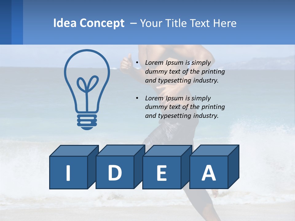 A Man Running On The Beach With The Ocean In The Background PowerPoint Template