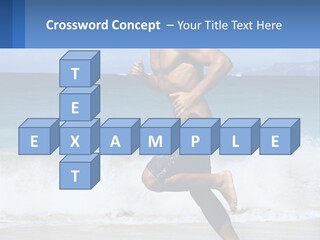 A Man Running On The Beach With The Ocean In The Background PowerPoint Template