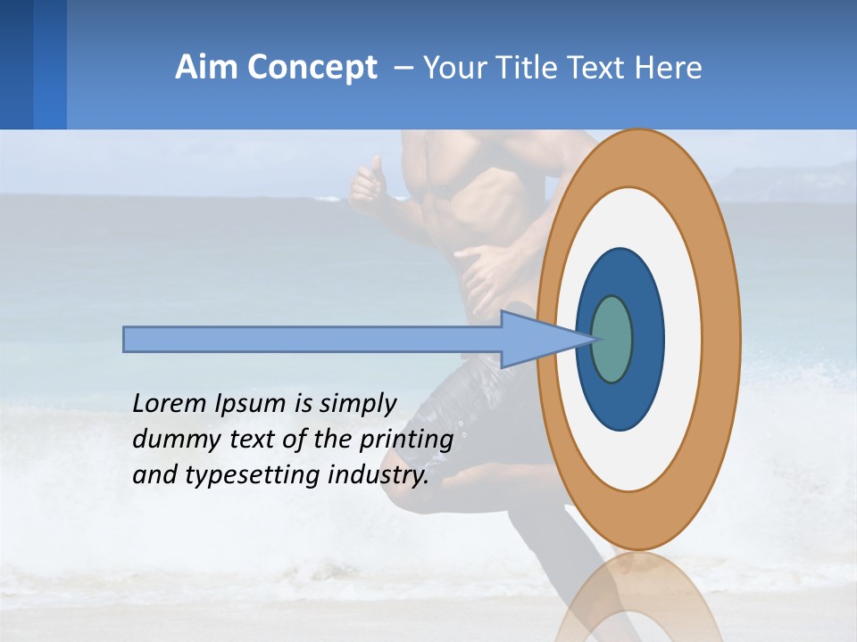 A Man Running On The Beach With The Ocean In The Background PowerPoint Template