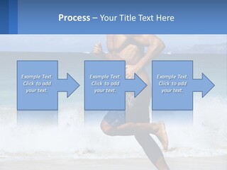 A Man Running On The Beach With The Ocean In The Background PowerPoint Template