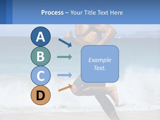 A Man Running On The Beach With The Ocean In The Background PowerPoint Template