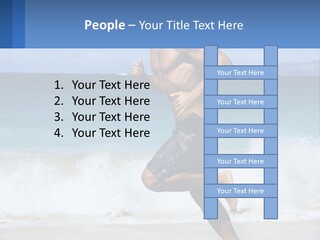 A Man Running On The Beach With The Ocean In The Background PowerPoint Template