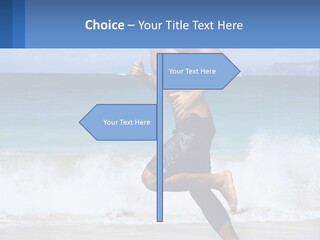 A Man Running On The Beach With The Ocean In The Background PowerPoint Template