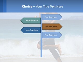 A Man Running On The Beach With The Ocean In The Background PowerPoint Template