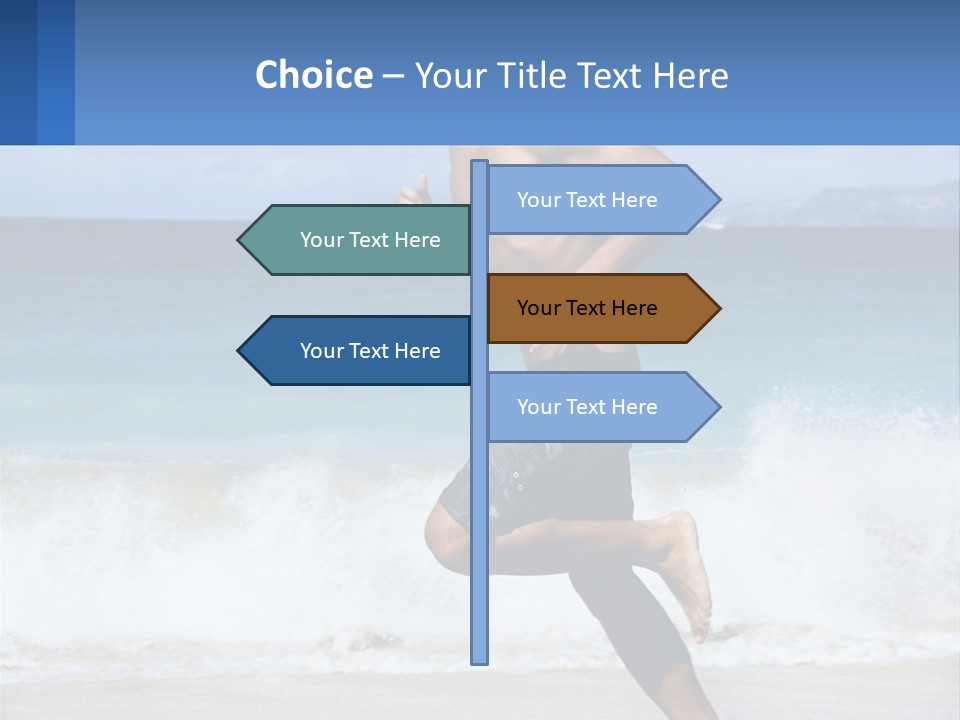 A Man Running On The Beach With The Ocean In The Background PowerPoint Template