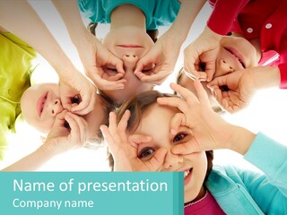 A Group Of Children Holding Their Hands Together PowerPoint Template