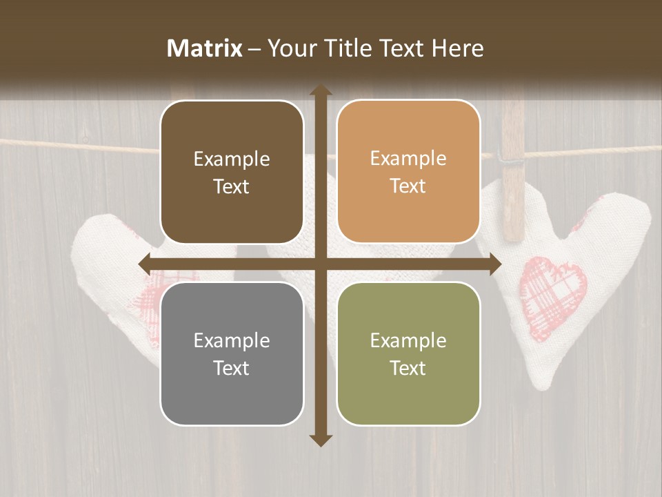 Three Hearts Hanging On A Clothes Line With Clothes Pins PowerPoint Template