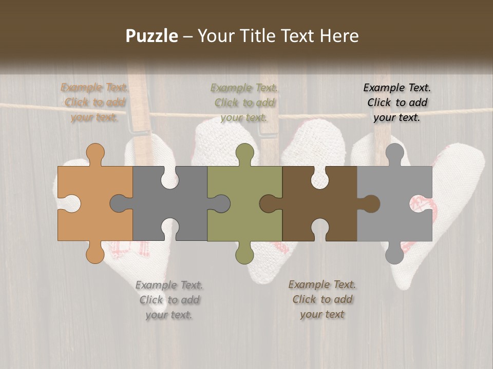 Three Hearts Hanging On A Clothes Line With Clothes Pins PowerPoint Template