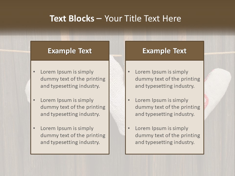 Three Hearts Hanging On A Clothes Line With Clothes Pins PowerPoint Template