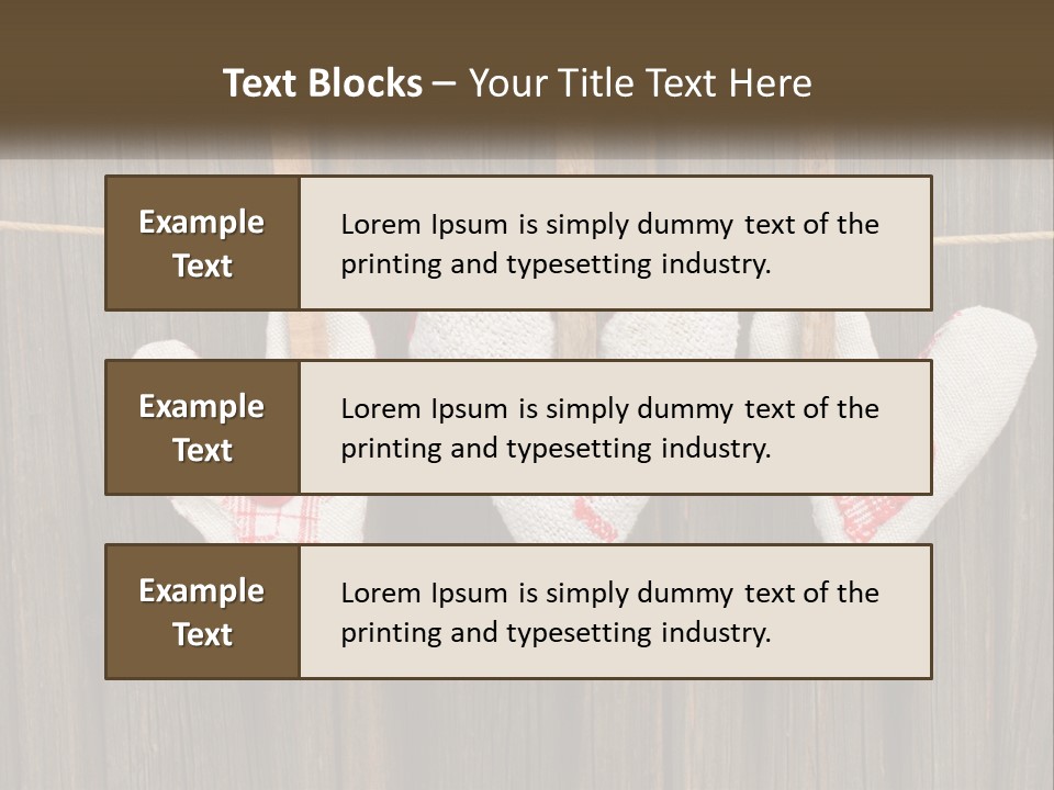 Three Hearts Hanging On A Clothes Line With Clothes Pins PowerPoint Template