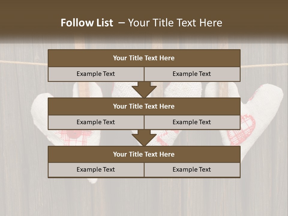 Three Hearts Hanging On A Clothes Line With Clothes Pins PowerPoint Template