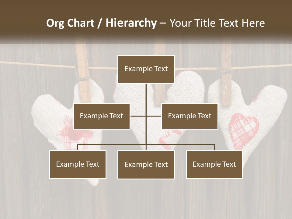 Three Hearts Hanging On A Clothes Line With Clothes Pins PowerPoint Template
