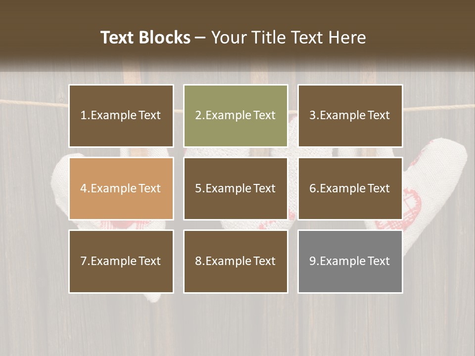 Three Hearts Hanging On A Clothes Line With Clothes Pins PowerPoint Template