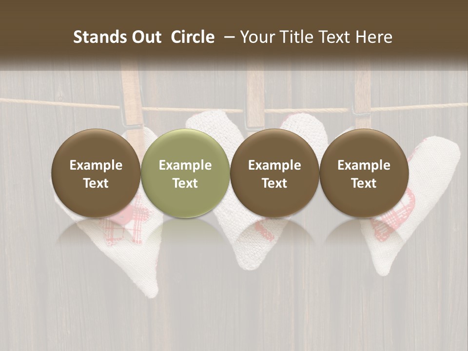 Three Hearts Hanging On A Clothes Line With Clothes Pins PowerPoint Template