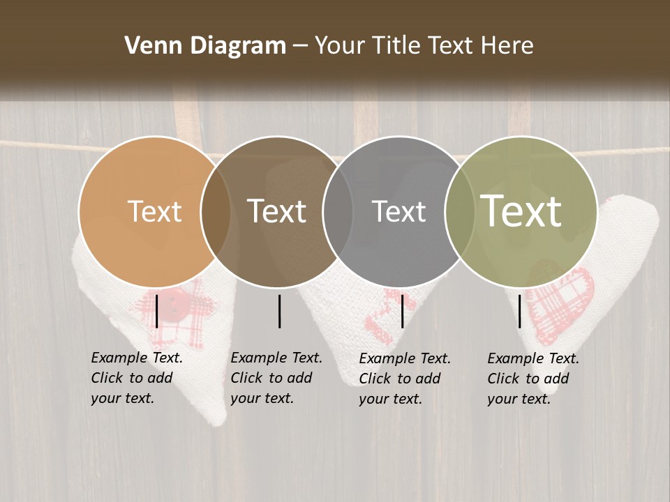 Three Hearts Hanging On A Clothes Line With Clothes Pins PowerPoint Template