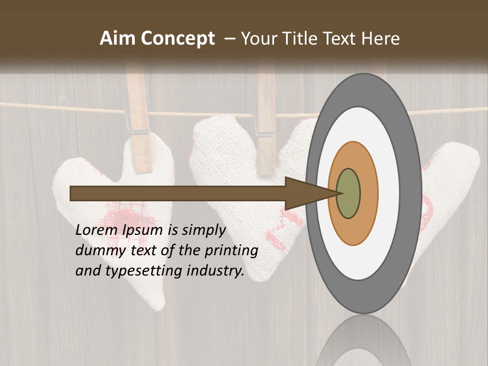 Three Hearts Hanging On A Clothes Line With Clothes Pins PowerPoint Template