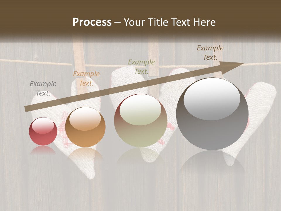 Three Hearts Hanging On A Clothes Line With Clothes Pins PowerPoint Template