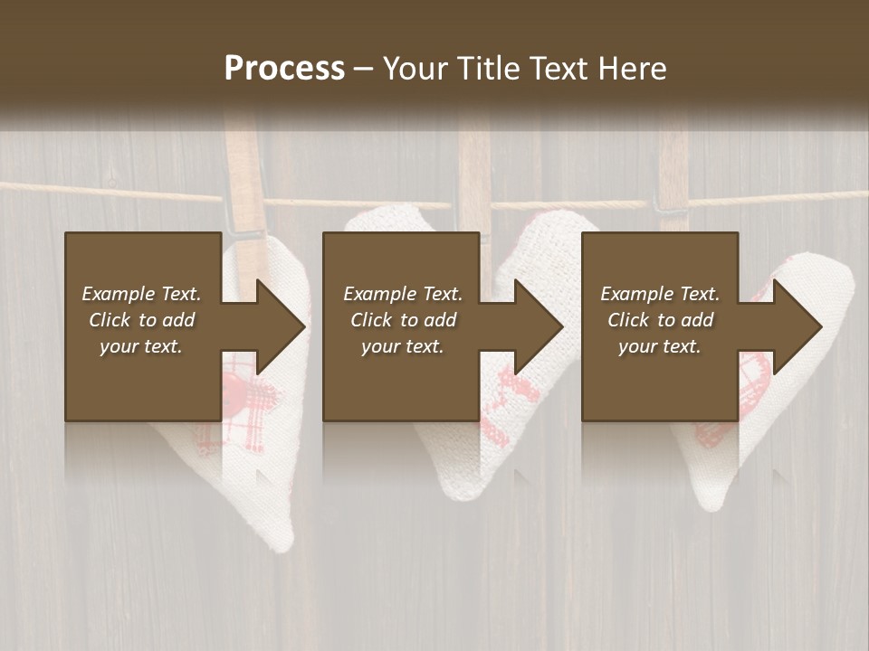 Three Hearts Hanging On A Clothes Line With Clothes Pins PowerPoint Template