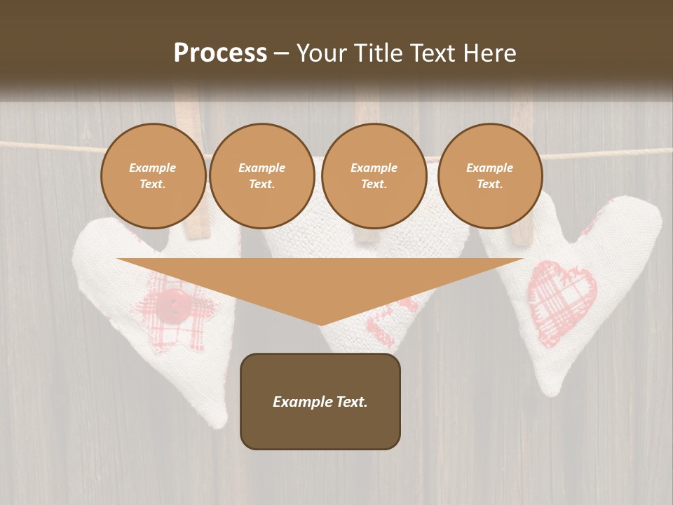 Three Hearts Hanging On A Clothes Line With Clothes Pins PowerPoint Template