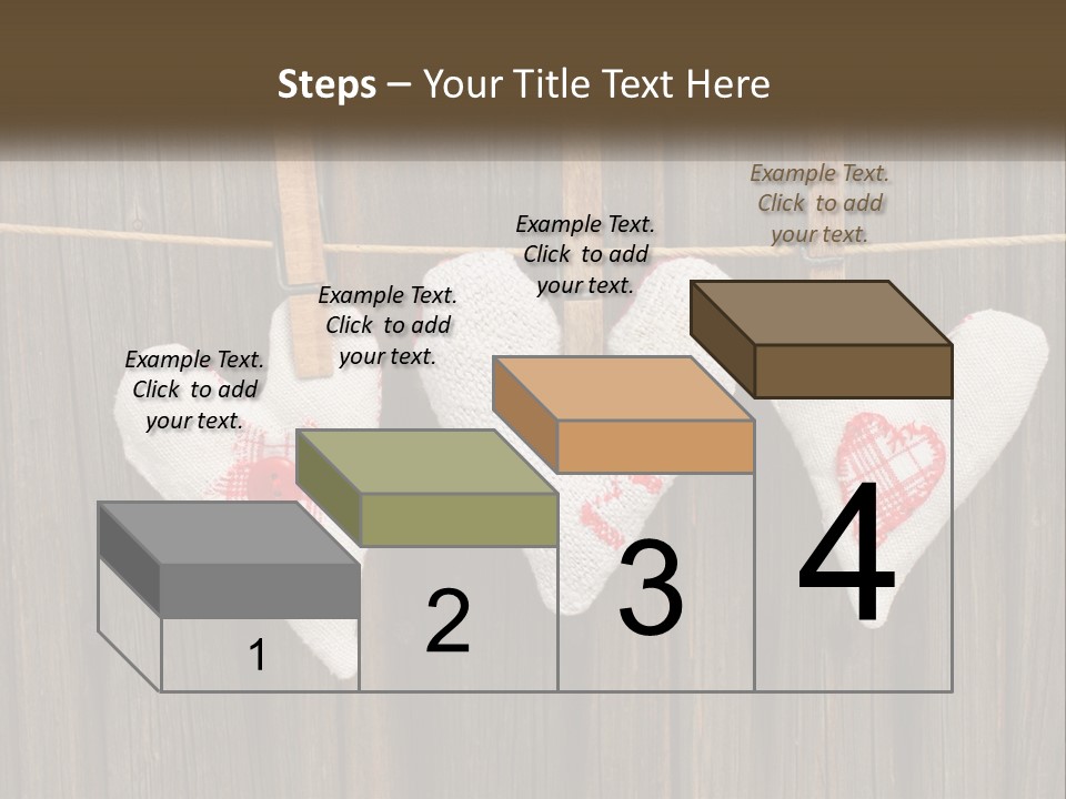 Three Hearts Hanging On A Clothes Line With Clothes Pins PowerPoint Template