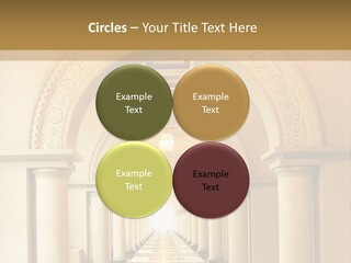 A Long Hallway With Columns And A Light At The End PowerPoint Template