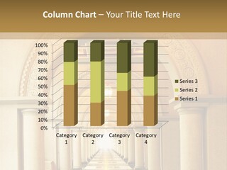 A Long Hallway With Columns And A Light At The End PowerPoint Template
