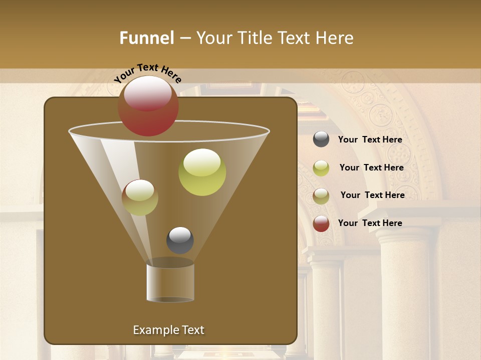 A Long Hallway With Columns And A Light At The End PowerPoint Template