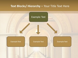 A Long Hallway With Columns And A Light At The End PowerPoint Template