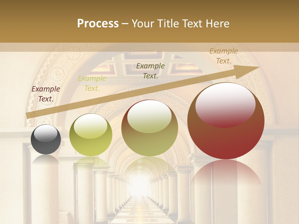 A Long Hallway With Columns And A Light At The End PowerPoint Template