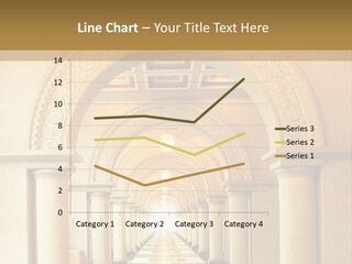 A Long Hallway With Columns And A Light At The End PowerPoint Template