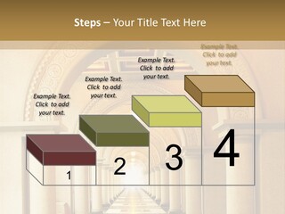 A Long Hallway With Columns And A Light At The End PowerPoint Template
