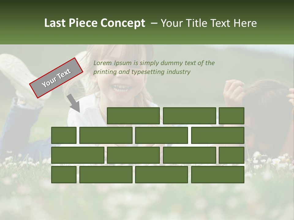 Two Young Girls Laying In The Grass With A Name Plate PowerPoint Template