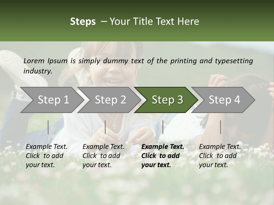 Two Young Girls Laying In The Grass With A Name Plate PowerPoint Template