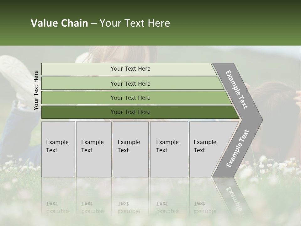 Two Young Girls Laying In The Grass With A Name Plate PowerPoint Template