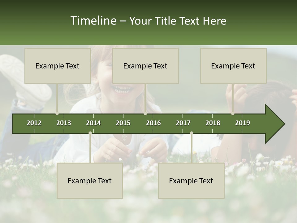 Two Young Girls Laying In The Grass With A Name Plate PowerPoint Template